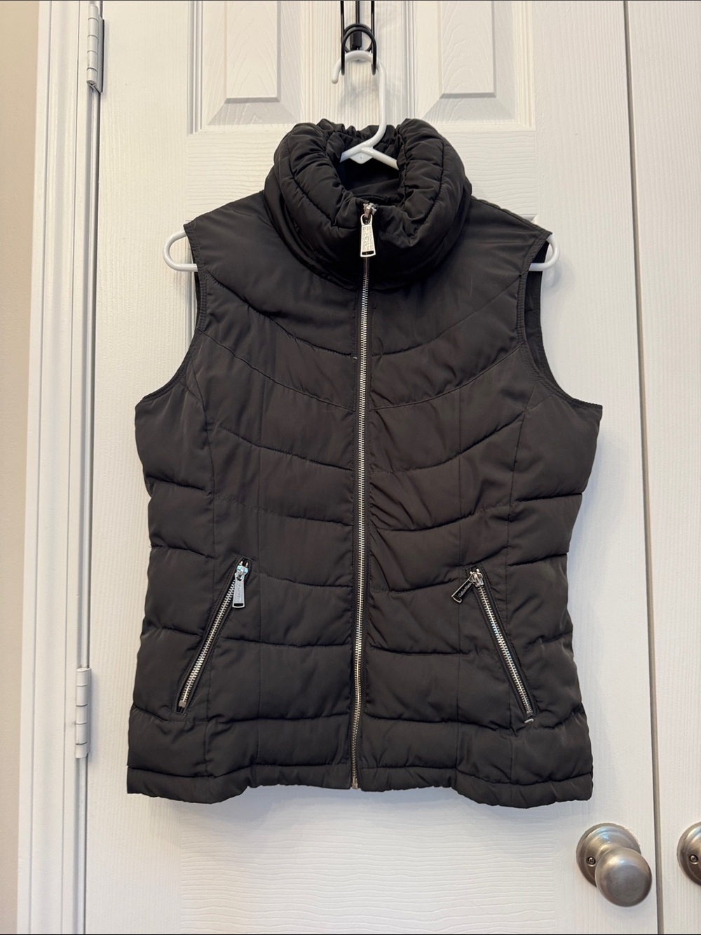 Calvin Klein Black Quilted Puffer Vest with High Collar
